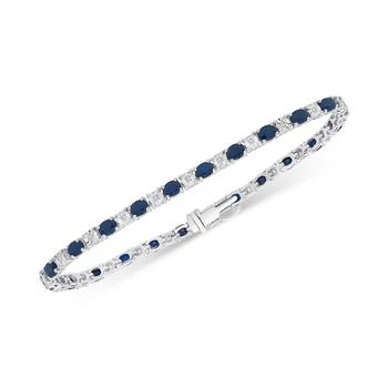 Macy's | Sapphire (3-3/8 ct. t.w.) & Diamond (1/10 ct. t.w.) Link Bracelet in Sterling Silver,商家Macy's,价格¥1162
