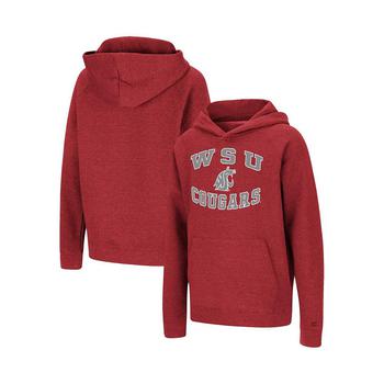 推荐Youth Boys Heathered Crimson Washington State Cougars Circling Raglan Pullover Hoodie商品