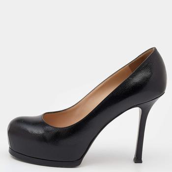 ysl高跟鞋价格, [二手商品] Yves Saint Laurent | Yves Saint Laurent Black Leather Tribtoo Platform Pumps Size 36商品图片 7.5折, 满1件减$100, 满减