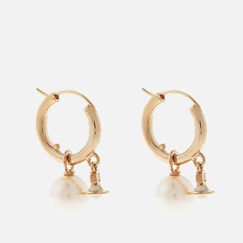 Vivienne Westwood | Vivienne Westwood Fenella Gold-Tone, Faux Pearl and Enamel Hoop Earrings商品图片,
