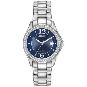 Citizen | Women's Eco-Drive Crystal-Accented Stainless Steel Bracelet Watch 29mm FE1140-86L商品图片,6折