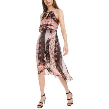 Kensie | Kensie Womens Floral Ruffled Midi Dress商品图片,1.6折×额外9折, 独家减免邮费, 额外九折