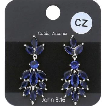 FASHNZFAB | Marquise CZ Cubic Zirconia Evening Earrings - Rhodium, Sapphire,商家Premium Outlets,价格¥175