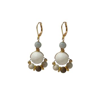 商品Women's Nurelle Ain Earrings with Amazonite and White Jade Beads图片