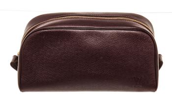 lv钱包, [二手商品] Louis Vuitton | Louis Vuitton Brown Leather Cosmetic Pouch Cosmetic Bag商品图片 5折