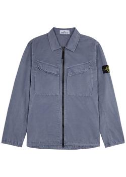 Stone Island, Stone Island | Blue garment-dyed cotton overshirt商品图片 