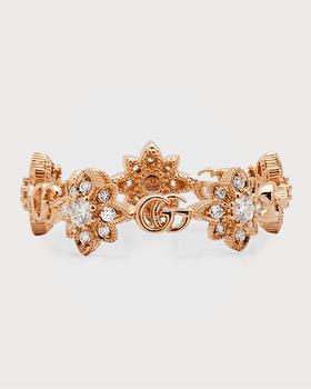 商品Gucci | 18K Yellow Gold Flora GG Small Ring with White Diamonds,商家Neiman Marcus,价格¥26777图片