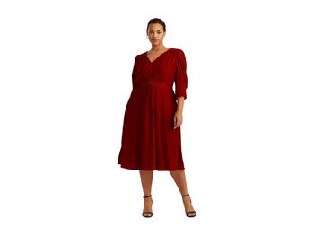 女装拉夫劳伦连衣裙, Ralph Lauren | Plus Size Velvet Puff-Sleeve Dress商品图片 4.3折