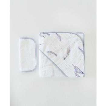 商品Little Unicorn | Narwhal Cotton Hooded Towel Wash Cloth Set,商家Macy's,价格¥254图片