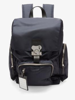 推荐Butterfly medium leather-trim nylon backpack商品