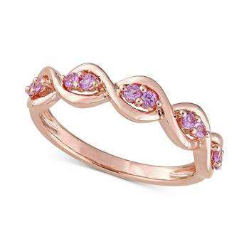 商品Pink Sapphire Wavy Ring (1/3 ct. t.w.) in 14k Rose Gold图片