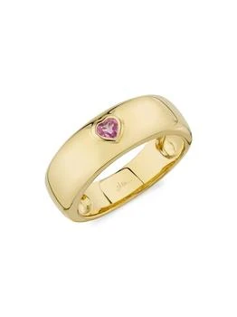 Saks Fifth Avenue | 14K Yellow Gold & Pink Sapphire Heart Band Ring,商家Saks OFF 5TH,价格¥6617