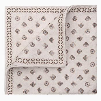商品Brunello Cucinelli | Sand-colour pocket handkerchief with geometric print,商家The Double F,价格¥1684图片