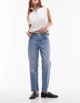 Topshop | Topshop Runway mid rise straight cropped jean in bleach,商家ASOS,价格¥198
