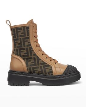 芬迪鞋, Fendi | Domino FF Lace-Up Biker Booties商品图片 