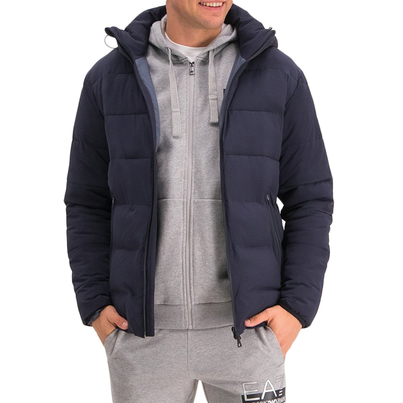 男装essentials棉服, Emporio Armani | Emporio Armani 安普里奥 阿玛尼 男士黑蓝色锦纶氨纶混纺连帽棉服长袖拉链外套时尚夹克 6GPB23-NB7Z-1578商品图片 独家减免邮费