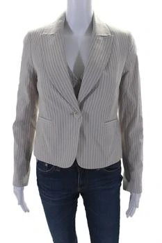 [二手商品] Drew | Drew Womens Cotton Striped V-Neck Button Up Vest + Blazer Set Beige,商家Premium Outlets,价格¥1155