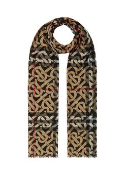 burberry围巾, Burberry | Monogram print lightweight check wool silk scarf商品图片 