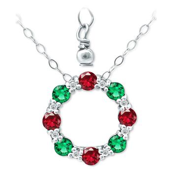 Giani Bernini | Multi-Stone Circle Wreath Pendant Necklace in 18k Gold-Plated Sterling Silver, 16" + 2" extender, Created for Macy's商品图片,2.9折