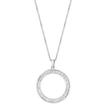Effy | EFFY® Diamond Baguette Open Circle 18" Pendant Necklace (1-1/20 ct. t.w.) in 14k White Gold,商家Macy's,价格¥70638
