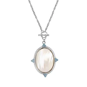 2028 | Silver-Tone Aqua and Mother of Pearl Necklace,商家Macy's,价格¥574