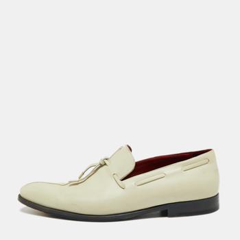 商品Berluti Cream Leather Slip On Loafers  Size 44.5图片