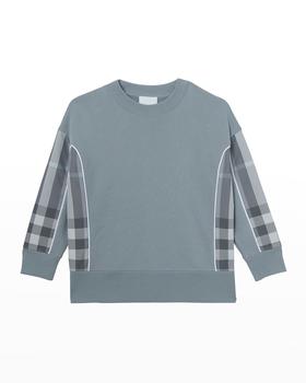 Burberry | Girl's Milly Check-Insert Sweatshirt, Size 3-14商品图片,4.8折