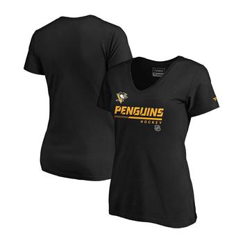 推荐Women's Black Pittsburgh Penguins Authentic Pro Core Collection Prime V-Neck T-shirt商品
