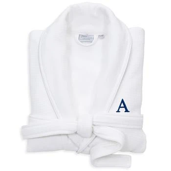 Linum Home Textiles | Personalized 100% Turkish Cotton Waffle Terry Bathrobe with Satin Piped Trim - White,商�家Macy's,价格¥607