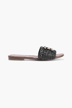 美国sam edelman拖鞋, Sam Edelman | Embellished faux raffia slides商品图片 5折