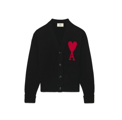 商品AMI | AMIPARIS 印花LOGO系扣长袖针织衫 男女同款 米白色黑色（香港仓发货）,商家Terri Wonder,价格¥1979图片
