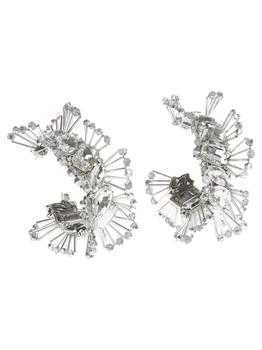 商品AREA | AREA Distressed Crystal Hoop Earrings,商家Italist,价格¥2281图片