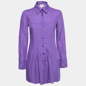 推荐Armani Collezioni Purple Synthetic Pintuck Button Front Tunic S商品