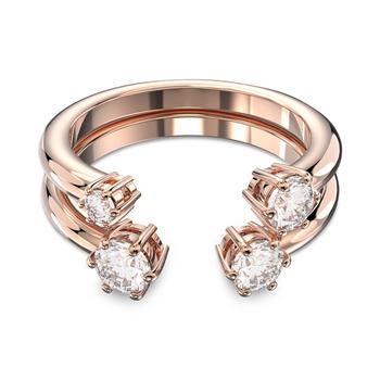 商品Swarovski | Rose Gold-Tone 2-Pc. Set Constella Crystal Open Rings,商家Macy's,价格¥1041图片