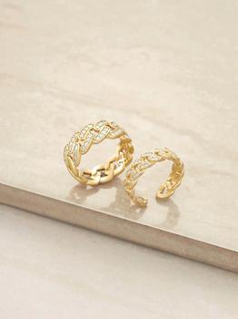 商品Ettika Jewelry | Crystal Interlinked 18k Gold Plated Ring Set of 2,商家Verishop,价格¥512图片