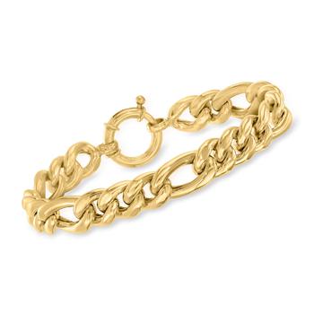 推荐Ross-Simons 18kt Gold Over Sterling Figaro-Link Bracelet商品
