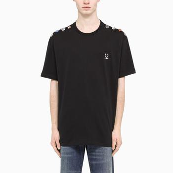推荐Black crewneck t-shirt with pins商品