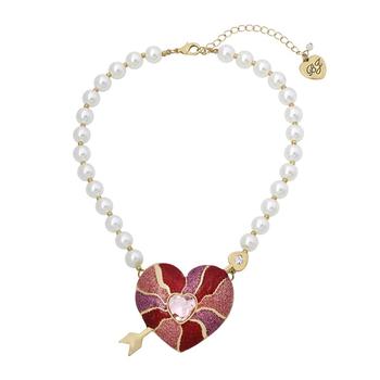 商品Betsey Johnson | Heart Pendant Imitation Pearl Necklace,商家Macy's,价格¥727图片