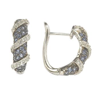 Suzy Levian | Suzy Levian Sapphire and Diamond Accent in Sterling Silver Petite Wrap Around Earrings商品图片,5.1折
