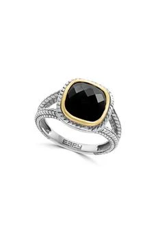 Effy | Sterling Silver & 18K Yellow Gold Cushion Cut Onyx Ring,商家Nordstrom Rack,价格¥1946