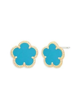 JanKuo | Flower 14K Goldplated & Synthetic Turquoise Stud Earrings,商家Saks OFF 5TH,价格¥239