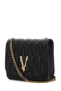 推荐Versace Virtus Logo Plaque Quilted Crossbody Bag商品