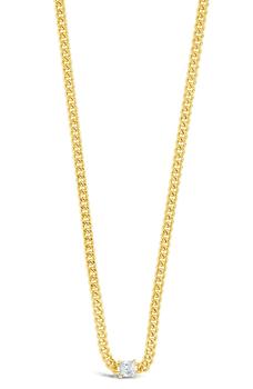 商品Sterling Forever | 14k Gold Plated Cubic Zirconia Curb Chain Necklace,商家Nordstrom Rack,价格¥189图片