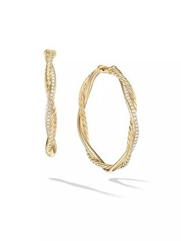 David Yurman | Infinity Hoop Earrings in 18K Yellow Gold with Diamonds, 42MM,商家Saks Fifth Avenue,价格¥37131