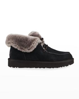 ugg雪地靴女, UGG | Diara Suede Lace-Up Booties w/ Shearling Cuff商品图片 