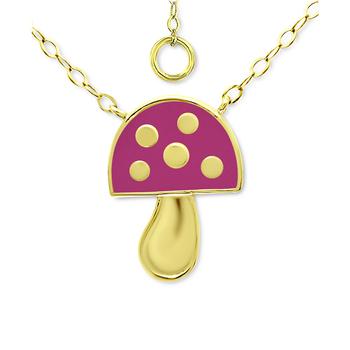 商品Enamel Mushroom Pendant Necklace in 18k Gold-Plated Sterling Silver, 16" + 2" extender, Created for Macy's图片