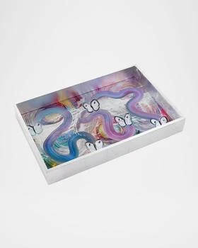 Hunt Slonem | Butterfly Ribbon Silver Leaf Vanity Tray,商家Neiman Marcus,价格¥918