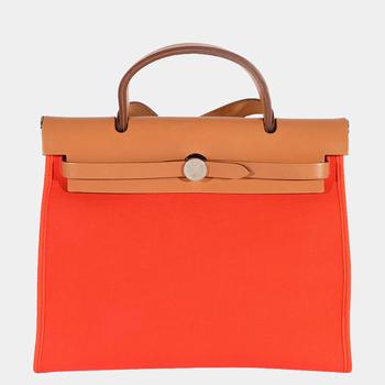 推荐Hermes Orange Toile & Natural Vache Hunter Herbag Zip 31 PHW商品