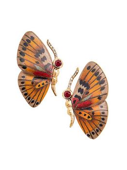 商品Silvia Furmanovich | Silk Road 18K Yellow Gold, Wood, Yellow Sapphire & 0.09 TCW Diamond Butterfly Earrings,商家Saks Fifth Avenue,价格¥20149图片