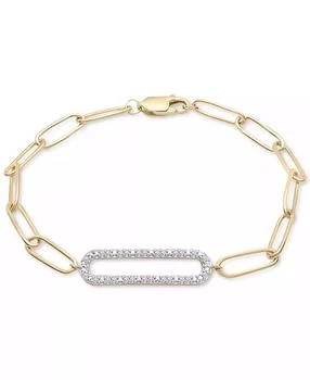 Macy's | Diamond Elongated Pavé Link Paperclip Link Bracelet (1/6 ct. t.w.) in 14k Gold-Plated Sterling Silver, Created for Macy's,商家Macy's,价格¥566